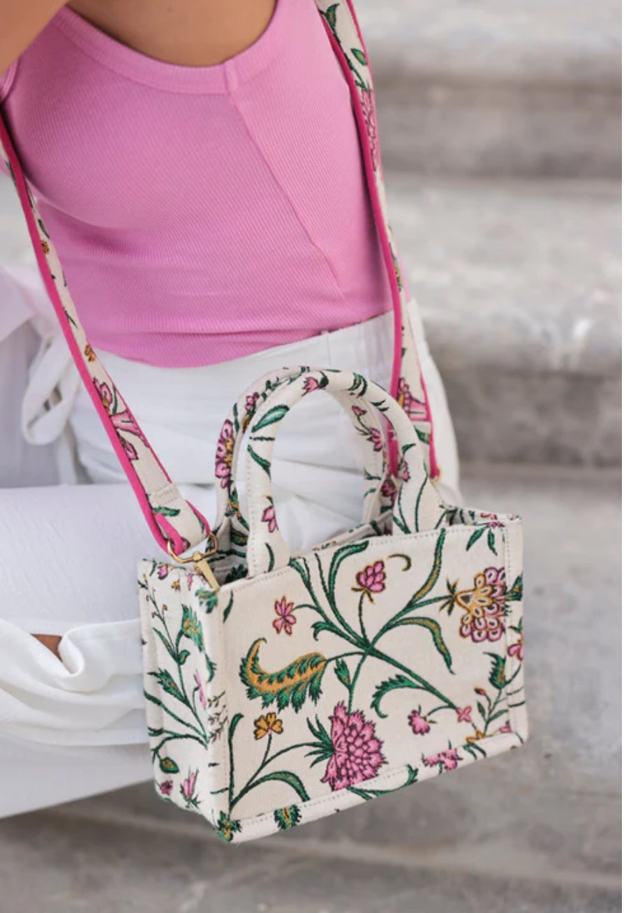 Floral embroidered mini bag