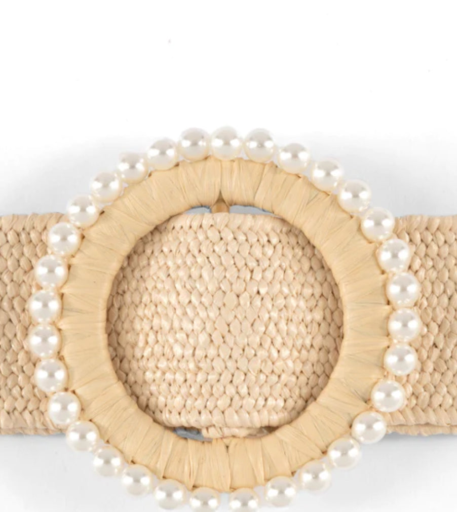 Woven Faux Pearl Belt