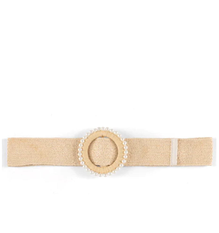 Woven Faux Pearl Belt